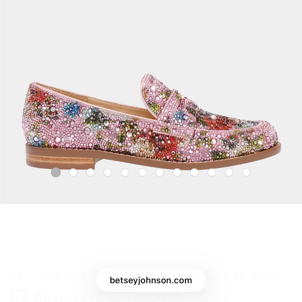 Betsey Johnson Pink Floral Rhinestone Embellished Women's Loafers size 11